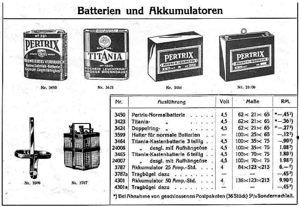 TECHNOLOGIE DE LA RADIO COSMOS Batterien_1938