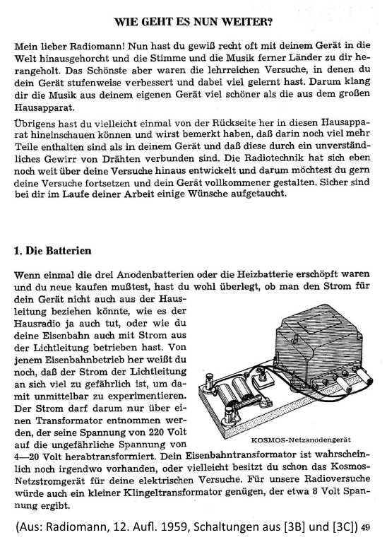 BOÎTES D’EXPÉRIMENTATION KOSMOS Radiomann et RADIO-TECHNIK Netzanode